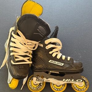 Youth Bauer Black and Yellow Hi-Lo Inline Skates
